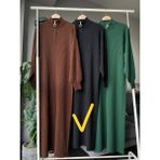 Triko Uzun Kadın Elbise - Boğazı Fermuarlı Triko Uzun Kaliteli Elbise - Siyah - Standart