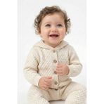 Trikomer Triko Kapuşonlu Petek Desenli Soft Bebek Tulumu - Bej - 3 - 6 Ay