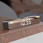 TriLine Bluetooth Hoparlör Şarjlı Yatay Ses Çubuğu LED Ekran FM Çalar Saat Sıcaklık PC USB Aux Tf Kart