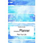 Trimestral planner, weekly and daily notebook to plan your objectives, activities and more, blue cover, black and white interior 5x8