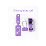 Trink Çanta 3' lü Seyahat Seti ( Valiz Etiketi + Valiz Kilidi + Valiz Kemeri ) LİLA