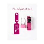Trink Çanta 3' lü Seyahat Seti ( Valiz Etiketi + Valiz Kilidi + Valiz Kemeri ) PEMBE