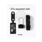 Trink Çanta 3' lü Seyahat Seti ( Valiz Etiketi + Valiz Kilidi + Valiz Kemeri ) SİYAH
