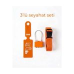 Trink Çanta 3' lü Seyahat Seti ( Valiz Etiketi + Valiz Kilidi + Valiz Kemeri ) TURUNCU