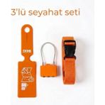 Trink Çanta 3' lü Seyahat Seti ( Valiz Etiketi + Valiz Kilidi + Valiz Kemeri ) TURUNCU