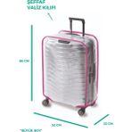 Trink Çanta Şeffaf Valiz Kılıfı Ve Bavul Koruyucu Kılıf Renkli Biye KABİN * PEMBE * - 7F8-Pembe - Kabin