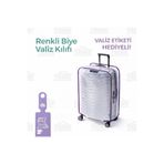 Trink Çanta Şeffaf Valiz Kılıfı Ve Bavul Koruyucu Kılıf Renkli Biye * LİLA *