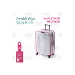 Trink Çanta Şeffaf Valiz Kılıfı Ve Bavul Koruyucu Kılıf Renkli Biye* pembe*