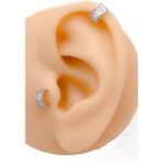 Trinos Cerrahi Çelik Piercing Baget Taşlı Yarım Halka Kıkırdak Tragus Piercing (1ADET) - Gümüş