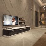 Trio 4s Mdf Tv Ünitesi Tv Sehpası - Beyaz - Siyah Mermer - Beyaz - Siyah Mermer