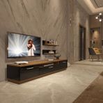 Trio 4s Mdf Tv Ünitesi Tv Sehpası - Ceviz - Siyah - Ceviz - Siyah