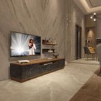 Trio 4s Mdf Tv Ünitesi Tv Sehpası - Ceviz - Siyah Mermer - Ceviz - Siyah Mermer