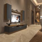 Trio 5d Mdf Tv Ünitesi Tv Sehpası - Pera - Antrasit
