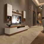 Trio 5das Mdf Tv Ünitesi Tv Sehpası - Beyaz - Ceviz - Beyaz - Ceviz