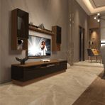 Trio 5das Mdf Tv Ünitesi Tv Sehpası - Ceviz - Siyah - Ceviz - Siyah