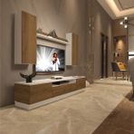 Trio 5ds Mdf Tv Ünitesi Tv Sehpası - Beyaz - Pera - Beyaz - Pera