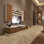 Trio 5ds Mdf Tv Ünitesi Tv Sehpası - Ceviz - Beyaz - Ceviz - Beyaz