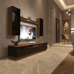 Trio 5ds Mdf Tv Ünitesi Tv Sehpası - Ceviz - Siyah - Ceviz - Siyah