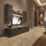 Trio 5ds Mdf Tv Ünitesi Tv Sehpası - Pera - Antrasit
