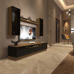 Trio 5ds Mdf Tv Ünitesi Tv Sehpası - Pera - Siyah
