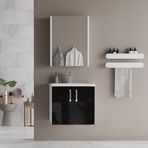 Trio Modül Asmira 60 cm 2'li Set - Siyah Banyo Dolabı