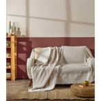 Trio Natural Keten Koltuk Örtüsü - Şalı - 170 x 210 cm - Bej