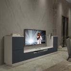 Trio ON2S Mdf Tv Ünitesi Tv Sehpası - Beyaz - Antrasit - Beyaz - Antrasit