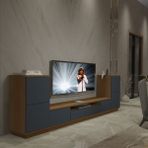 Trio ON2S Mdf Tv Ünitesi Tv Sehpası - Ceviz - Antrasit - Ceviz - Antrasit