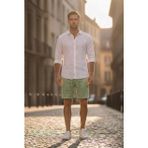 trio resort store erkek keten şort (yeşil, 34)
