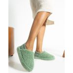 Trios Shoes Kadın Lastikli Kaymaz Taban Peluş Ev Botu Panduf TS1153 - Yeşil