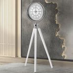 Tripod Ahşap Saat Gümüş-Beyaz Siyah Ayak
