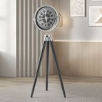 Tripod Ahşap Saat Gümüş-Siyah Siyah Ayak