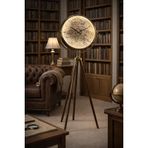 Tripod Ayaklı Duvar Saati, 49x49 cm, Kahverengi, LED Işıklı, Rustik, Çarklı Mekanizma, 169 cm Yükseklik, Pilli, Yuvarlak