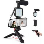 Tripod, Selfie, Video Üretimi için Kit, Stand, Uzaktan Kumandalı Mikrofon Led Işık ve Mini Tripod Telefon Vlog Video Kayıt için aradığınız herşey bu kutuda AY-49