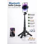 Tripodlu Bluetooth Selfie Çubuğu Mini Katlanabilir Selfie Stick Telefon Standı Uzatılabilir 41.5 Cm siyah