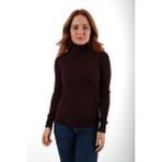 Trist Star Bordo Fitilli Kadın Balıkçı Yaka Yün Triko Kazak TRIST-6157 - M