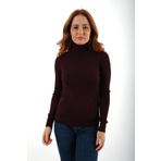 Trist Star Bordo Fitilli Kadın Balıkçı Yaka Yün Triko Kazak TRIST-6157