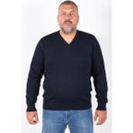 Trist Star Büyük Beden Erkek Lacivert V Yaka Kazak TRIST-2102 %100 Pamuk Günlük Stil - 4XL