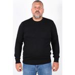 Trist Star Büyük Beden Lacivert %100 Pamuk Erkek Kazak Bisiklet Yaka Uzun Kol - 3XL