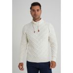 Trist Star Erkek Ağaç Desenli Boru Yaka Yün Kazak TRIST-5349 - Kemik - 2XL