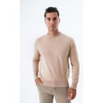 Trist Star Erkek Bej %100 Pamuk Bisiklet Yaka Triko Kazak TRIST-1101 - 2XL