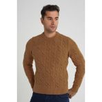 Trıst Star Erkek Bisiklet Yaka Saç Örgülü Yün Kazak TRIST-5346 - Hardal - 2XL