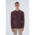 Trist Star Erkek Bordo Bisiklet Yaka Saç Örgülü Yün Triko Örme Kazak TRIST-5324 - 2XL