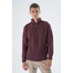 Trist Star Erkek Bordo Dik Yaka Fermuarlı Yarım Balıkçı Yün Triko Örme Kazak TRIST-5325 - 2XL