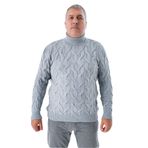 TRİST STAR Erkek Büyük Beden Pirinç Saç Örgülü Triko Kazak Trist-2118, Gri - 5XL