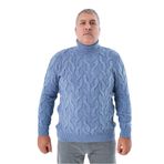 TRİST STAR Erkek Büyük Beden Pirinç Saç Örgülü Triko Kazak Trist-2118, İndigo - 3XL