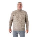 TRİST STAR Erkek Büyük Beden Pirinç Saç Örgülü Triko Kazak Trist-2118, Vizon - 3XL