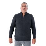 TRİST STAR Erkek Büyük Beden Zikzak Desenli Triko Kazak TRIST-2117, Antrasit - 3XL