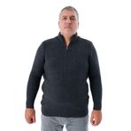 TRİST STAR Erkek Büyük Beden Zikzak Desenli Triko Kazak TRIST-2117, Antrasit - 5XL
