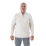 TRİST STAR Erkek Büyük Beden Zikzak Desenli Triko Kazak TRIST-2117, Bej - 3XL